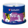 DVD Plus Recordable Verbatim 4.7GB 16X Speed White Inkjet Printable 95136 Spindle 50