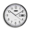 Clock Carven 285mm Round White Silver Frame With Date