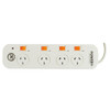 Power Board 4 Outlet Individual Switches White Italplast I522
