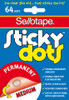 Sticky Dots Sellotape 990002 Permanent Medium 64 Dots on 4 sheets of 16