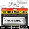 Sign No Junk Mail Handy Hardware 69545 Plastic White 152mm x 52mm 3mm with 2 screws