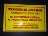 Sign Stick On No Junk Mail Authorised Australia Post Items Only Sticker Pack 10