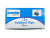 Foldback Clip 25mm Blue Ribbon Premier/Ebony Box 12
