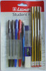 Student Kit Luxor 15311 Pens Pencils Sharpener Eraser Hangsell Card of 12