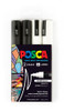 Marker Uni POSCA PC5M Bullet Point 25mm Line Black and White Pack 4