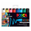 Marker Uni POSCA PC8K Chisel Point 8mm Line Assorted Pack 8