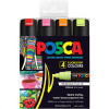 Marker Uni POSCA PC8K Chisel Point 8mm Line Fluoro Colours Pack 4