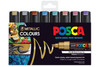 Marker Uni POSCA PC8K Chisel Point 8mm Line Metallic Colours Pack 8