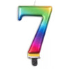 Candle Numeral No. 7 Each Metallic Rainbow 75mm