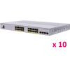 10 x Cisco Business 250 series, 24-Port Gigabit Smart Switch with 24 PoE RJ45 and 4 SFP Ports, 195W