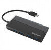 Simplecom CH330-BLK, 4 Ports, USB-C To USB-A Hub, USB3.2 Gen1 With Cable Storage, Length: 0.10m, Black, 1 Year Warranty