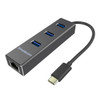 Simplecom CHN411-BLACK, 3 Port USB3.0 HUB, USB-C to GbE LAN, Black, 1 Year Warranty