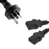 8ware 3m 10amp Y Split Power Cable with AU/NZ 3-pin Male Plug 2xIEC F C13 Socket & Cord for PC & Monitor to Wall Power Socket ~CBPOWERY >2m