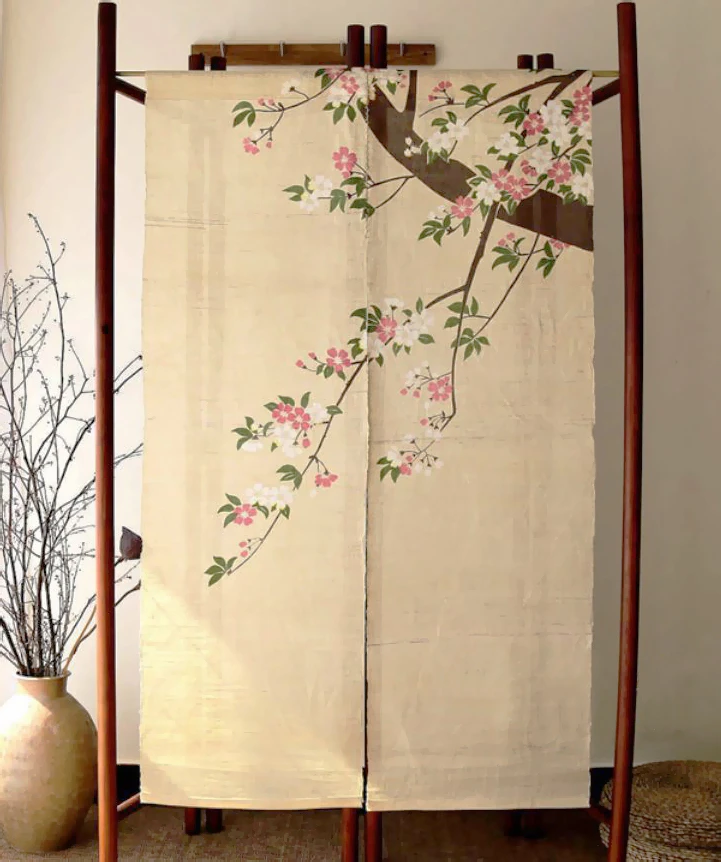 Noren Japanese Doorway Curtain 85 X 150 Cm Happy Dogs Cherry