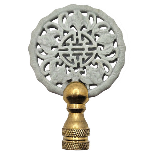 Hand Carved longevity and five bats jade finial