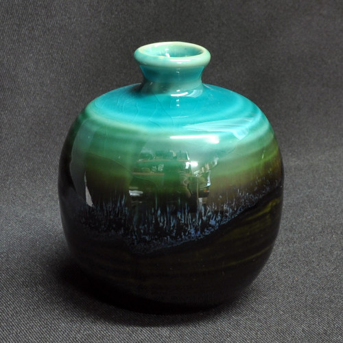Turquoise Black Round Bud Vase