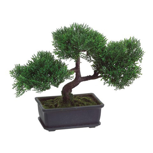 9 Inch Tall Synthetic Cedar Bonsai Tree