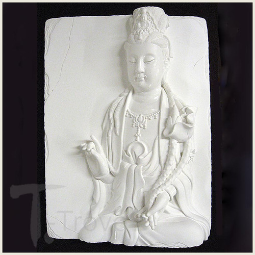 Dazzle and Glaze Lotus Quan Yin White Porcelain Tile