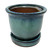 Ceramic Bell Flower Planter with Saucer - Ocean Green