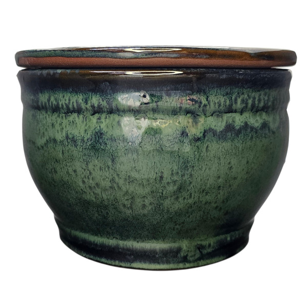 Green Selfwatering ceramic planter