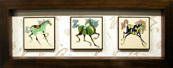 Right 3 Horses Ceramic Tile Frame