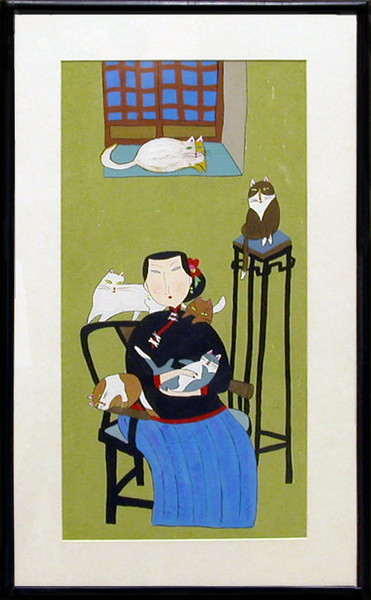 Long Shanghai Lady With Cats