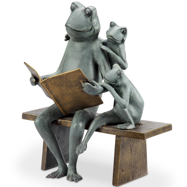 Reading Frog Family Outdoor Garden Sculpture