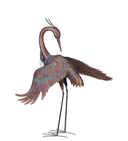 44"H Metal Preening Heron