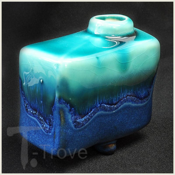 Ocean Blue Legged Bud Vase