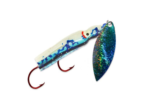 Pee Wee Spinner Hoochie Blue Spat Back Glow 2"-25-210000064888
