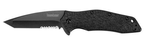 Kershaw Kuro Tanto Assisted Opening Knife - Black, Serrated