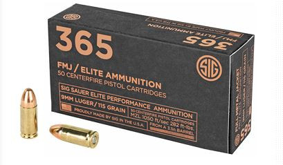 SIG SAUER ELITE BALL 9MM 115GR FMJ E9MMB1-365-50-798681591640