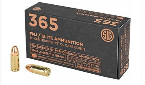 SIG SAUER ELITE BALL 9MM 115GR FMJ E9MMB1-365-50-798681591640