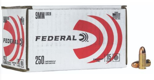 C9115A250 FEDERAL 9MM LUGER 115GR FMJ CHAMPION 250-604544687439
