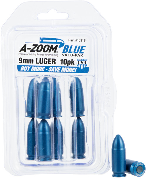 A-Zoom 9mm Snap Cap Blue 10 Pack 15316-666692153167