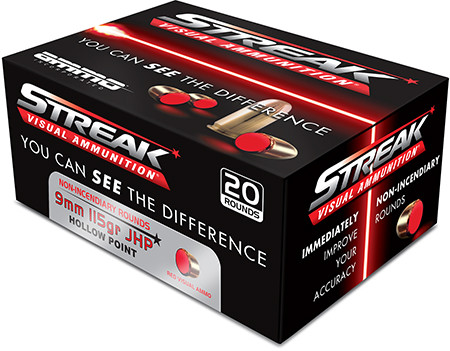 AMMO INC STREAK RED 9MM 115GR JHP 9115JHP-STRK-R-818778020959
