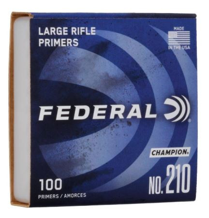 210 FEDERAL LARGE RIFLE PRIMER 100 RND/BX -26-029465056254
