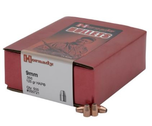 Hornady 9mm .356 125 Gr HAP Bullet 500 ct 355721-090255700947 Hornady 9mm .356 125 Gr HAP Bullet 500 ct 355721-090255700947