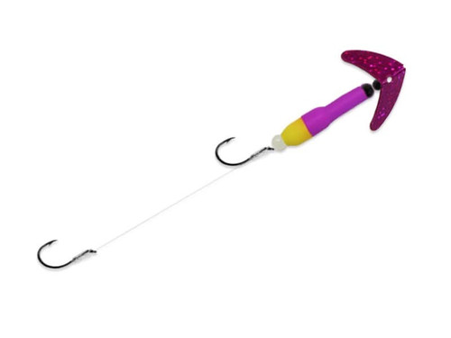 Mack's Lure Wally Pop Crawler - Dark Cerise Sparkle/True Purple/Yellow, 2