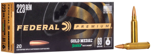 Federal Gold Medal Sierra MatchKing, 223 Rem, 69 Grain, Sierra Matchking Boat-Tail Hollow Point - 20 Rounds