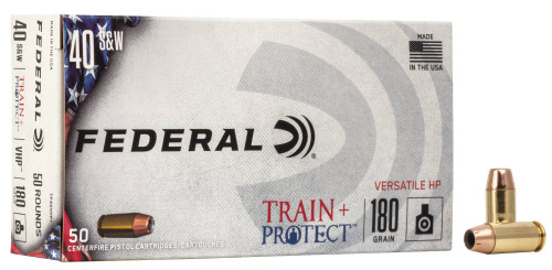 Federal Train + Protect, 40 S&W, 180 Grain, Jacketed Hollow Point - 50 Rounds