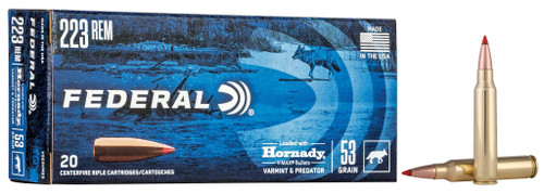 Federal Varmint & Predator, 223 Rem, 53 Grain, Hornady® V-Max® - 20 Rounds
