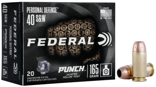 Federal Personal Defense Punch, 40 S&W, 165 Grain, Jacketed Hollow Point - 20 Rounds