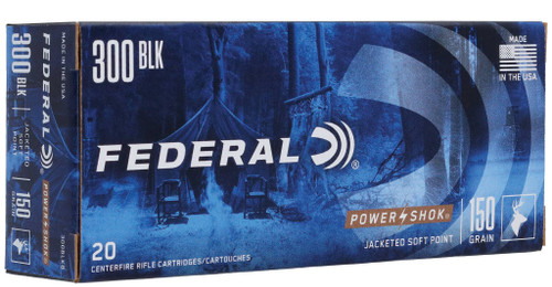 Federal Power-Shok Rifle, 300 Blackout, 150 Grain, Soft Point - 20 Rounds