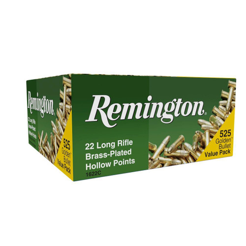 Remington 22 Golden Bullet, 22 LR, 36 Grain, Plated Hollow Point, 1280 fps - 525 Rounds