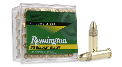 Remington 22 Golden Bullet, 22 LR, 40 Grain, Brass Plated Round Nose, 1280 fps - 100 Rounds