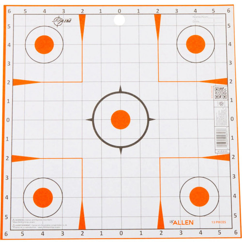 Allen Paper Sight-In Grid Shooting Targets, 12" Square, 13-Pack, White/Orange