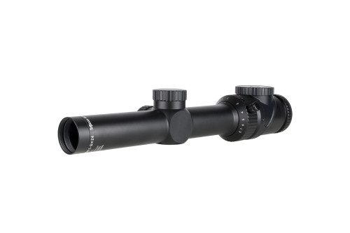 Trijicon AccuPoint 1-8x24 Riflescope - Red Triangle Post Reticle, 30mm Tube, Satin Black, Low Capped Adjusters, Tritium / Fiber Optics Illuminated