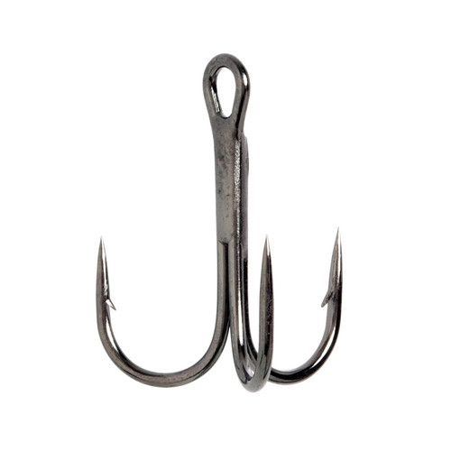 Eagle Claw Lazer Sharp 3X Treble Hook, Regular Shank, Round Bend - Platinum Black, 1/0, Standard