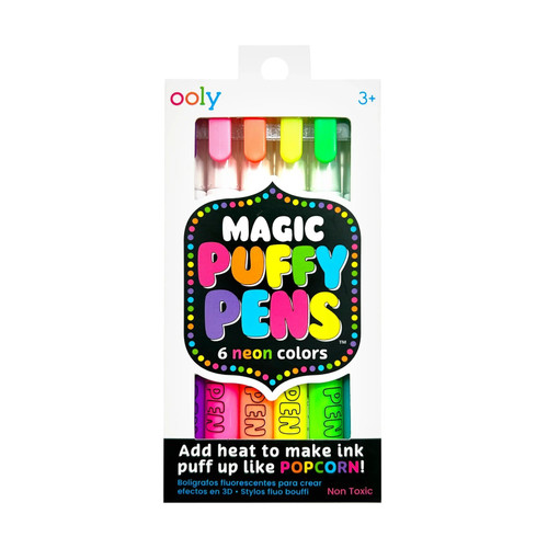 Ooly Magic Puffy Pens - Neon - Set of 6
